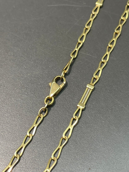 18K Yellow Gold Fancy Link Necklace 16.5 inch