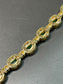 Vintage 14K Yellow Gold 3.51 CTW Emerald Diamond Halo Bracelet