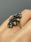 Antique Silver Topped 18K Yellow Gold Sapphire Diamond Ring