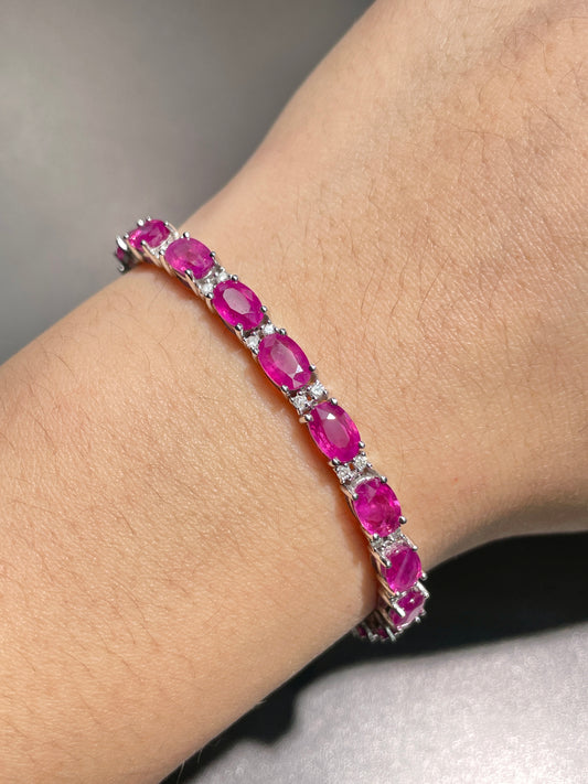 14K Gold Ruby Diamond Tennis Bracelet