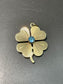 Vintage 14K Yellow Gold Topaz Clover Shamrock Engine Turned Pendant Charm Pendant