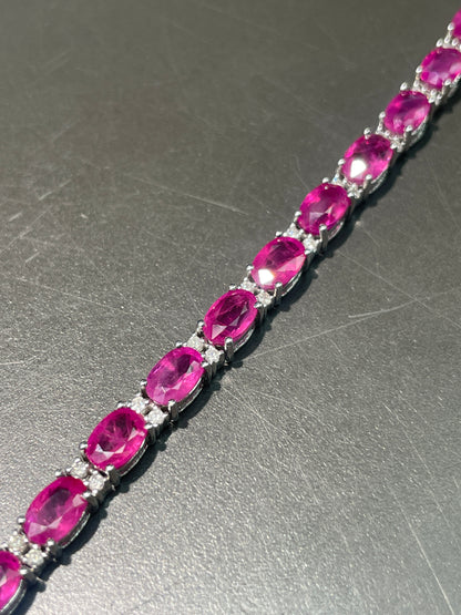 14K Gold Ruby Diamond Tennis Bracelet