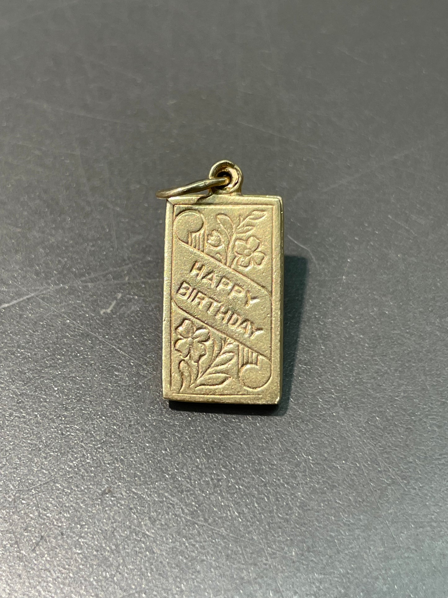 Vintage 14K Yellow Gold "Happy Birthday" Card Charm Pendant