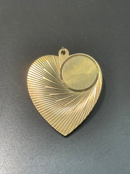Vintage 14K Yellow Gold Large Engine Tuned Heart Charm Pendant