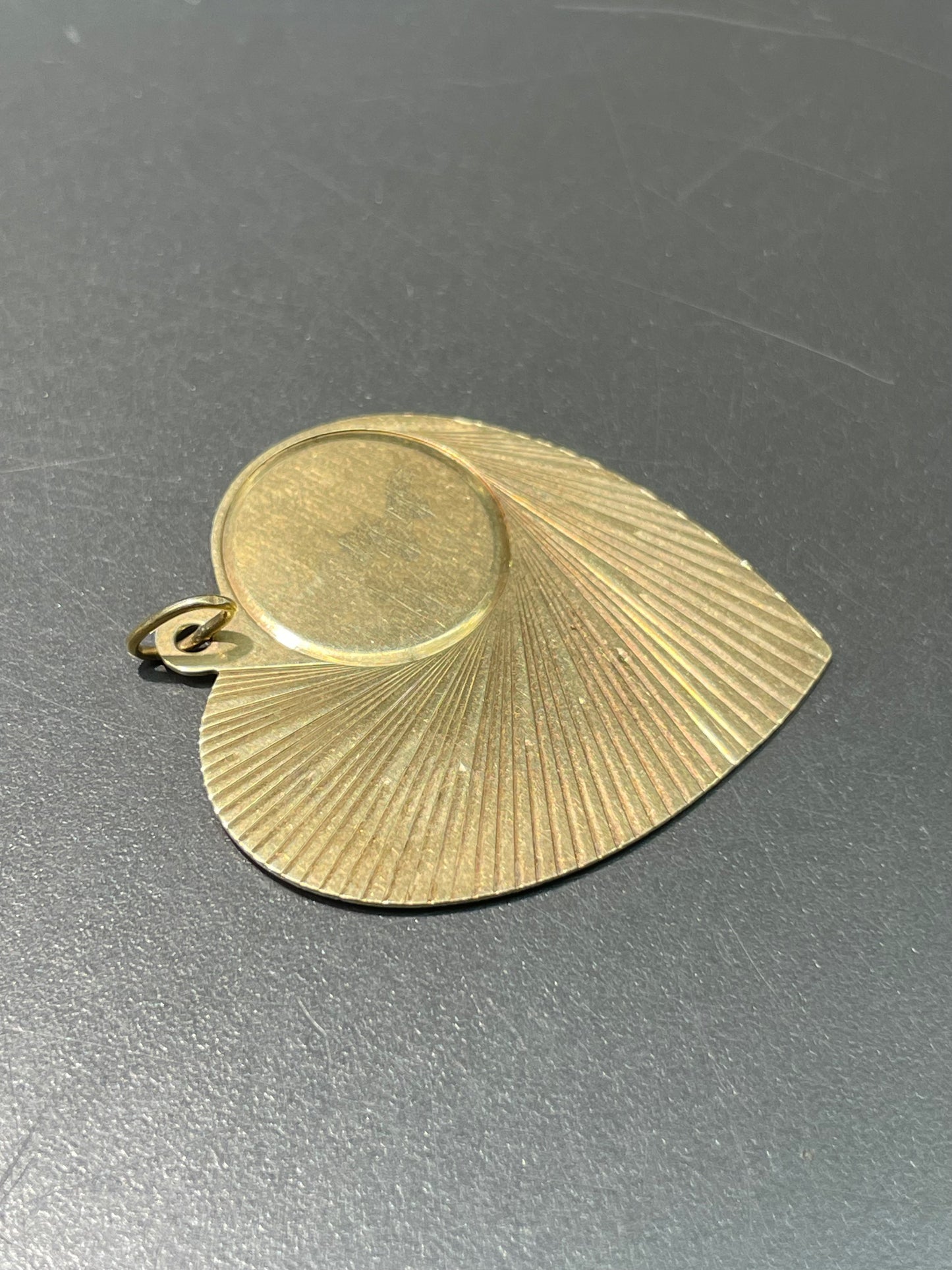Vintage 14K Yellow Gold Large Engine Tuned Heart Charm Pendant