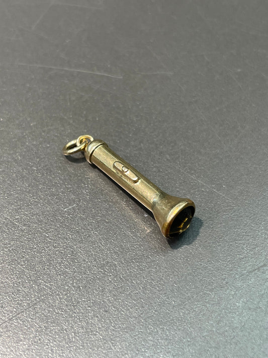 Vintage 14K Yellow Gold Green Paste Flashlight Charm