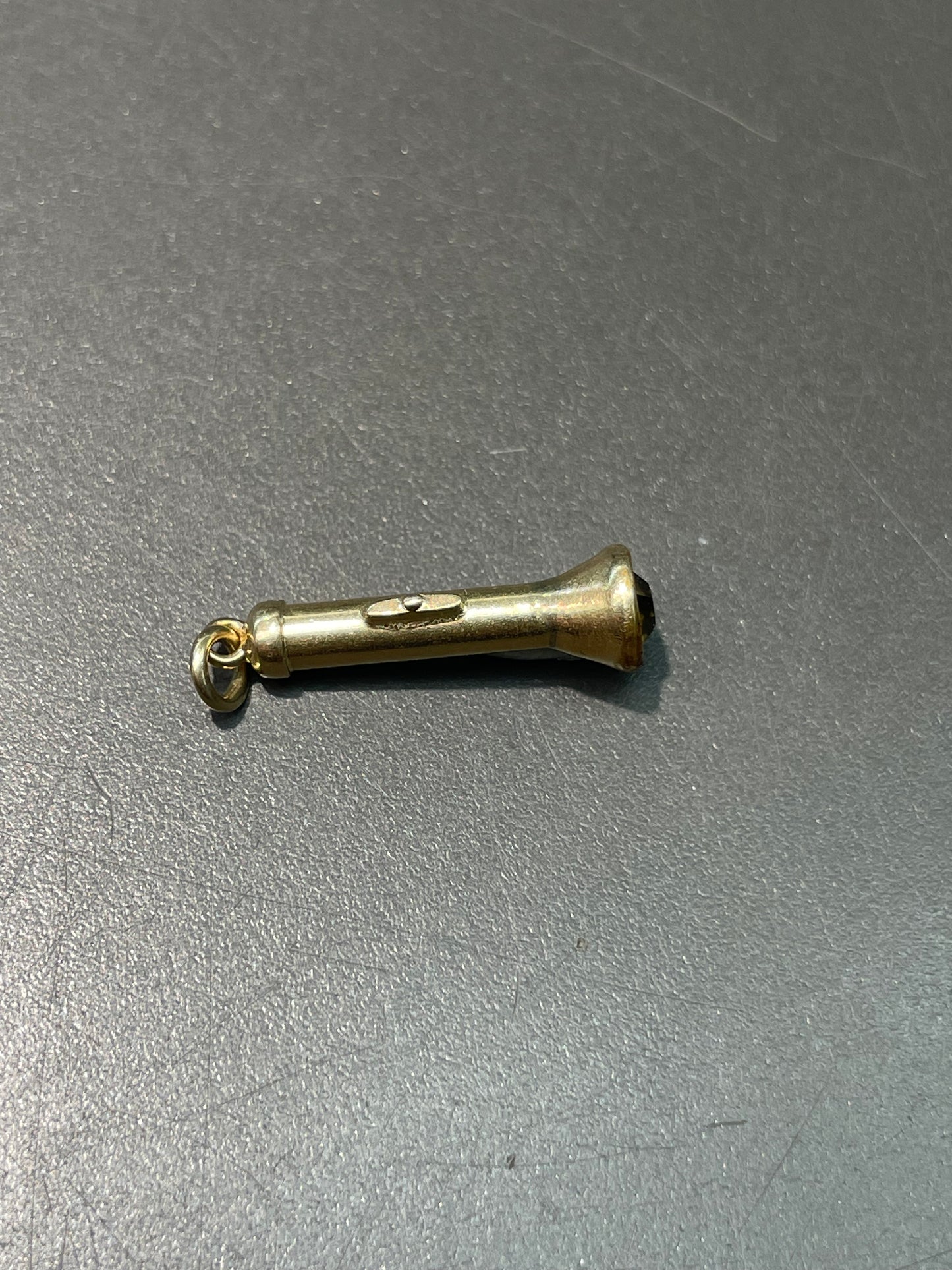 Vintage 14K Yellow Gold Green Paste Flashlight Charm