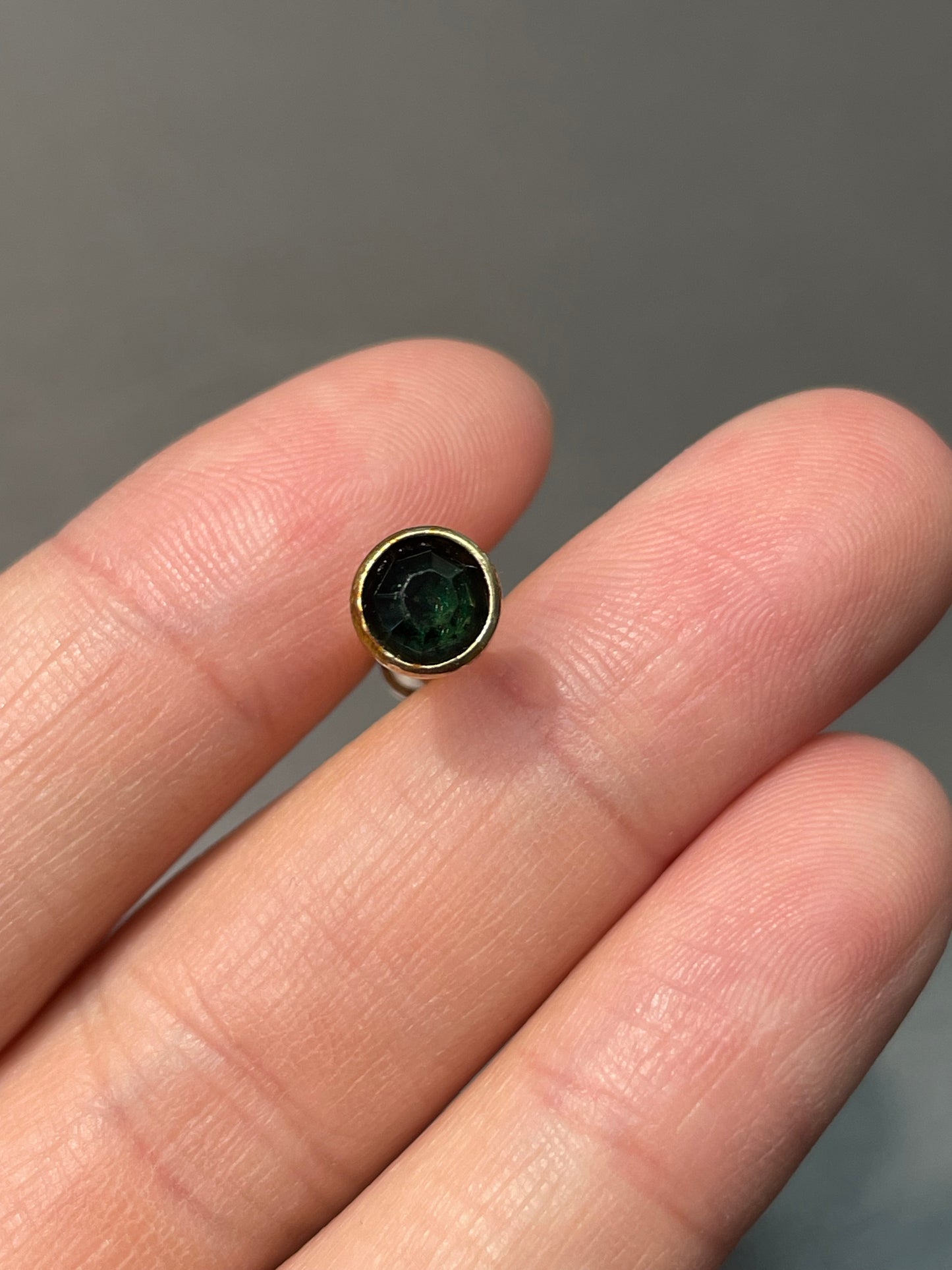 Vintage 14K Yellow Gold Green Paste Flashlight Charm