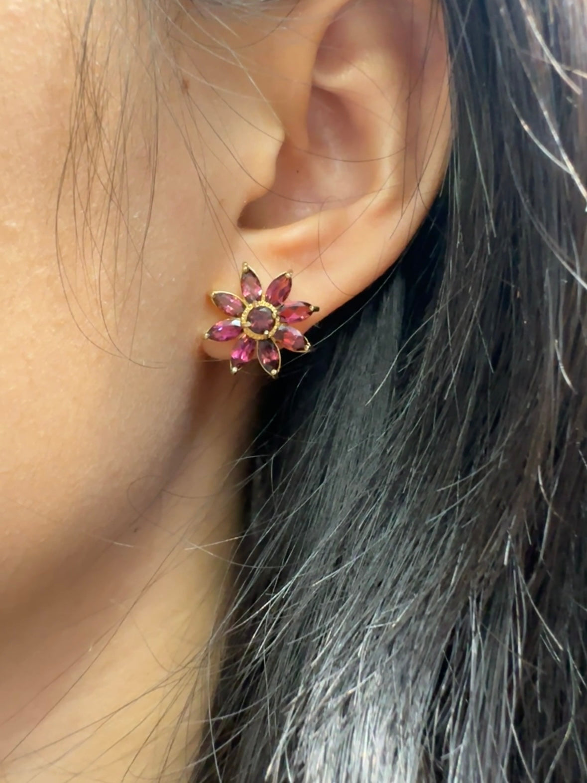 14K Yellow Gold 3.24 CTW Tourmaline Flower Cluster Earring