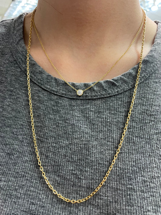 14K Yellow Gold 2.5 mm Cable Link Chain Necklace 24.0 inch