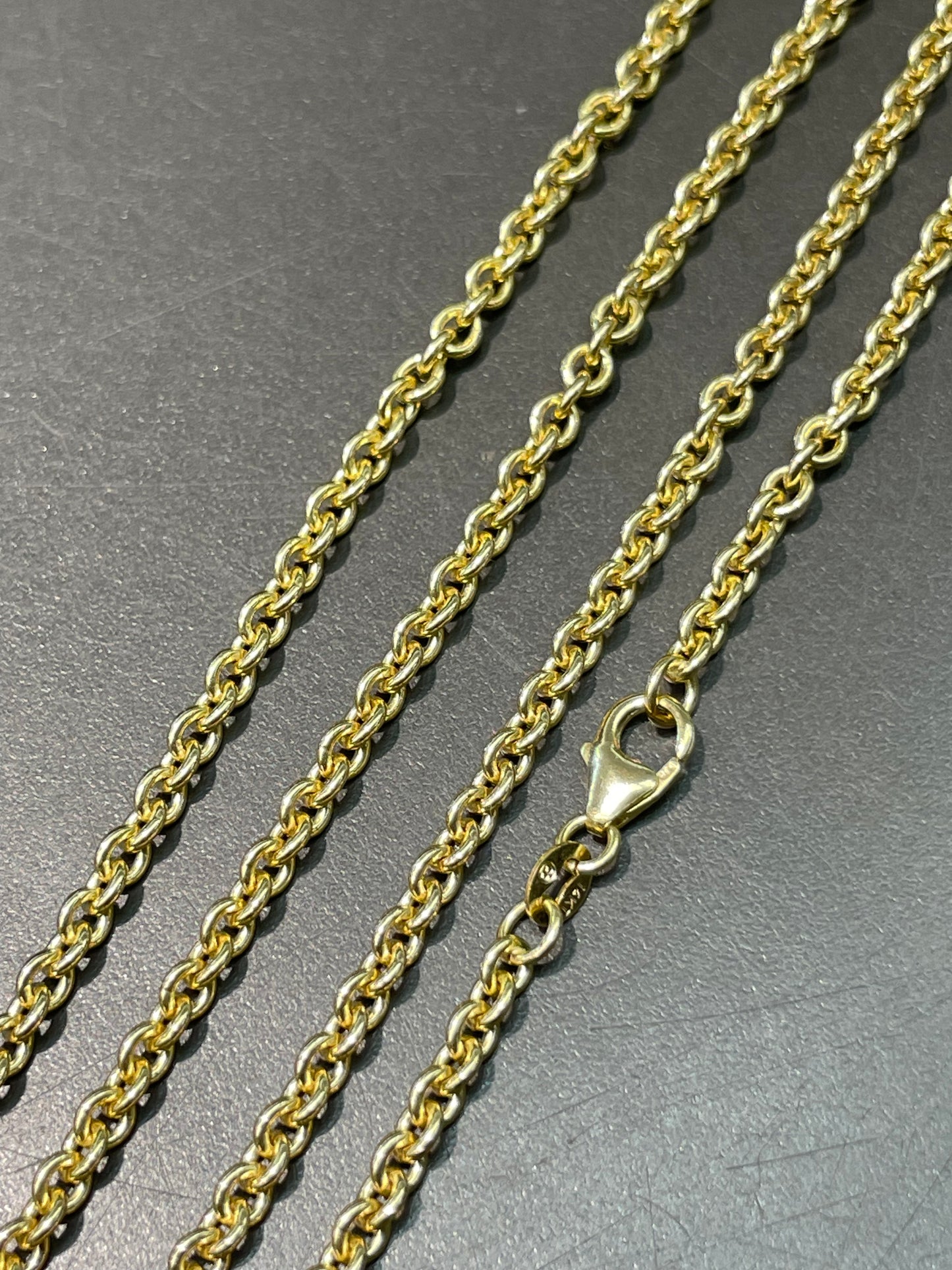 14K Yellow Gold 3.0 mm Round Oval Link Chain Necklace 24.0 inch