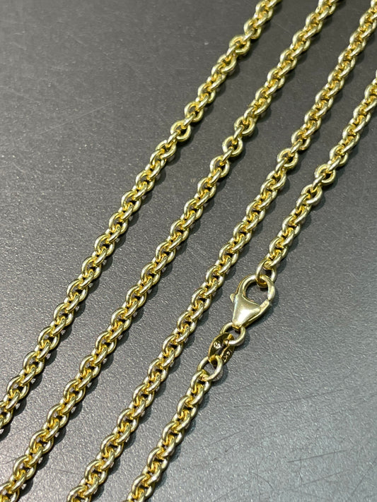 14K Yellow Gold 3.0 mm Round Oval Link Chain 24.0 inch