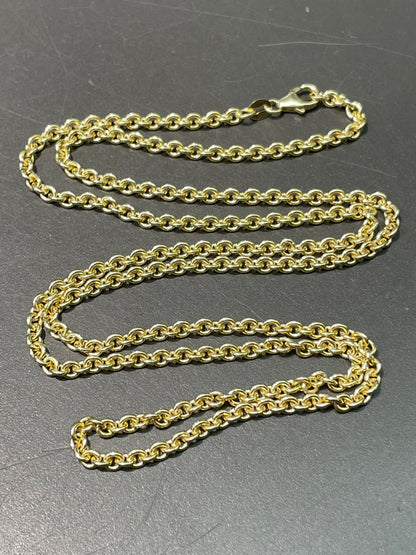 14K Yellow Gold 3.0 mm Round Oval Link Chain Necklace 24.0 inch