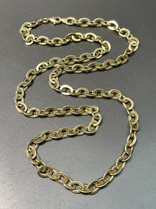 14K Yellow 6.5 mm Hollow Oval Cable Link Chain Necklace 24.0 inch