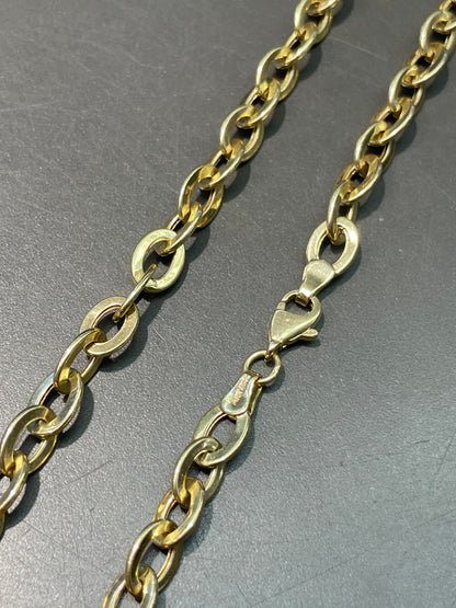 14K Yellow 6.5 mm Hollow Oval Cable Link Chain Necklace 24.0 inch