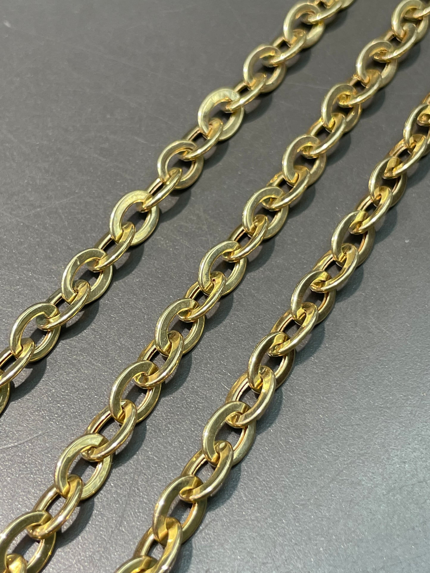 14K Yellow 6.5 mm Hollow Oval Cable Link Chain Necklace 24.0 inch