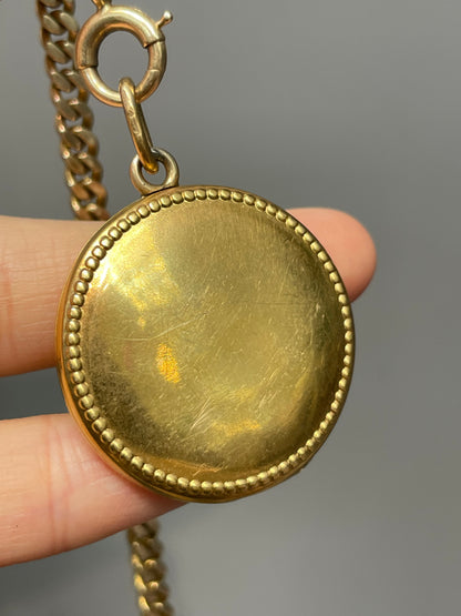 Antique 14K Yellow Gold 1.18 CTW Diamond Starburst Locket Pendant