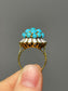 Vintage 18K Yellow Gold Sleeping Beauty Turquoise Enamel Cluster Dome Ring