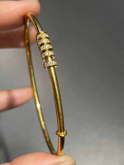 14K Yellow Gold 0.70 CTW Diamond Floating Diamond Bangle Bracelet