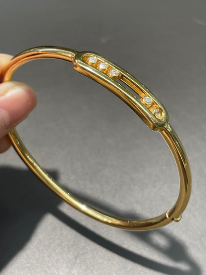 14K Yellow Gold 0.25 CTW Diamond Floating Diamond Bangle Bracelet