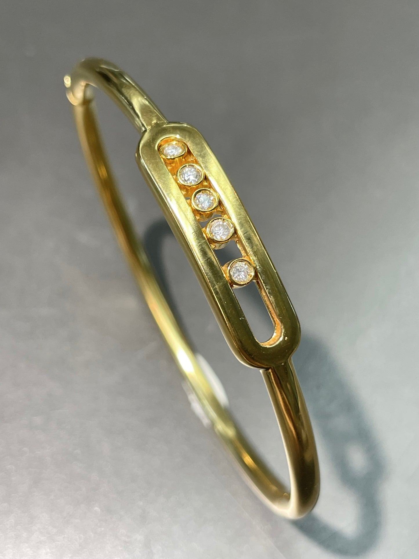 14K Yellow Gold 0.25 CTW Diamond Floating Diamond Bangle Bracelet
