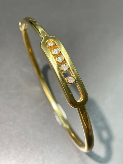 14K Yellow Gold 0.25 CTW Diamond Floating Diamond Bangle Bracelet