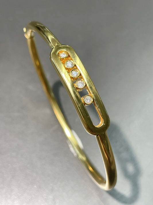 14K Yellow Gold 0.25 CTW Diamond Floating Diamond Bangle Bracelet
