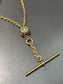 Antique 14K Yellow Gold 0.36 CTW Diamond Starburst Twisted Rope Albert Watch Chain Necklace