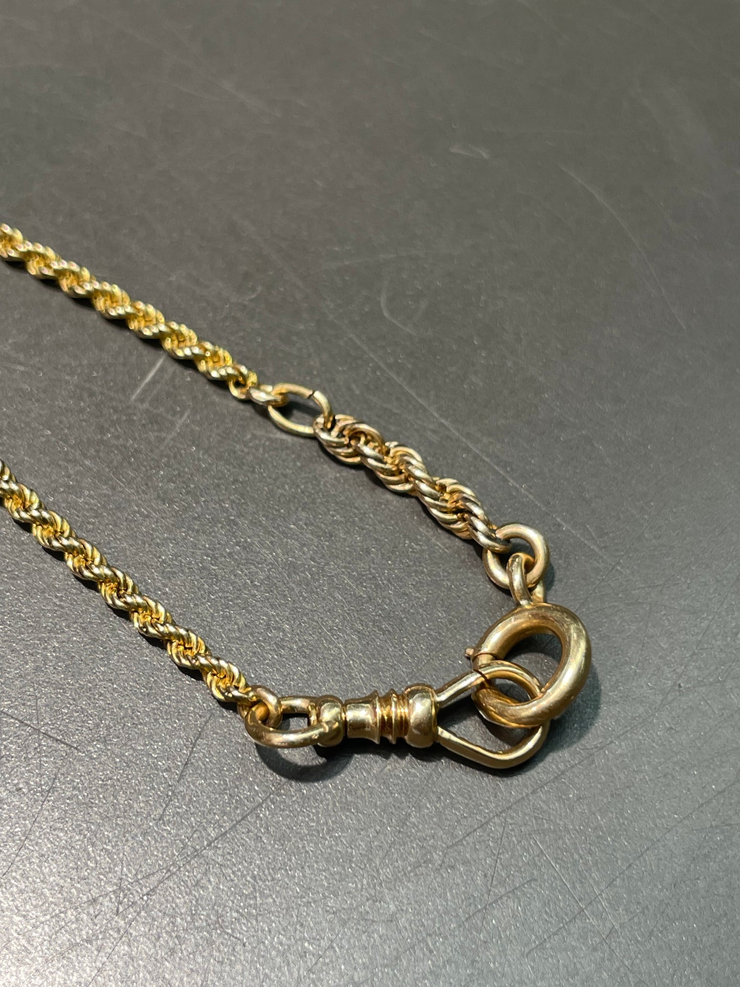 Antique 14K Yellow Gold 0.36 CTW Diamond Starburst Twisted Rope Albert Watch Chain Necklace