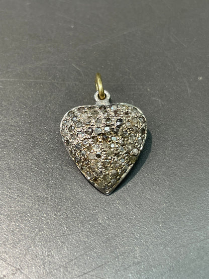 Vintage 18K Gold Silver Diamond Pave Cluster Pendant Charm