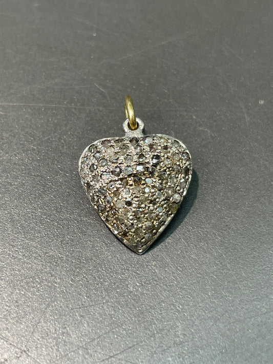 Vintage 18K Gold Silver Diamond Pave Cluster Pendant Charm