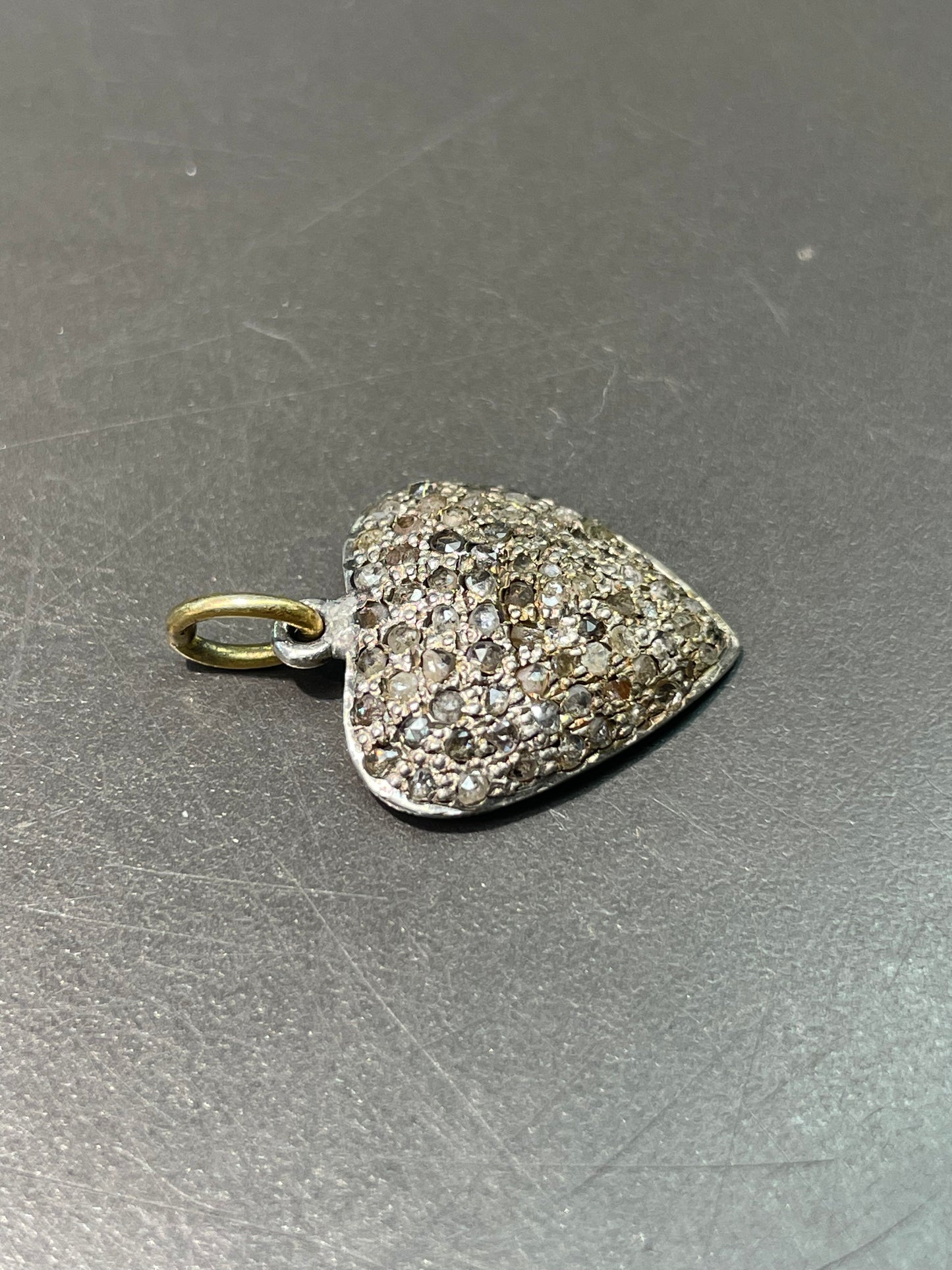 Vintage 18K Gold Silver Diamond Pave Cluster Pendant Charm