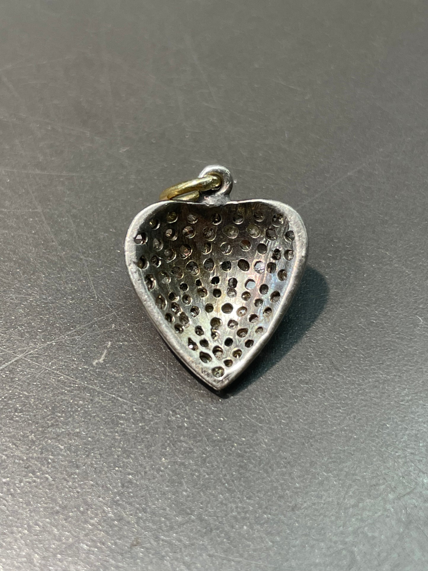 Vintage 18K Gold Silver Diamond Pave Cluster Pendant Charm
