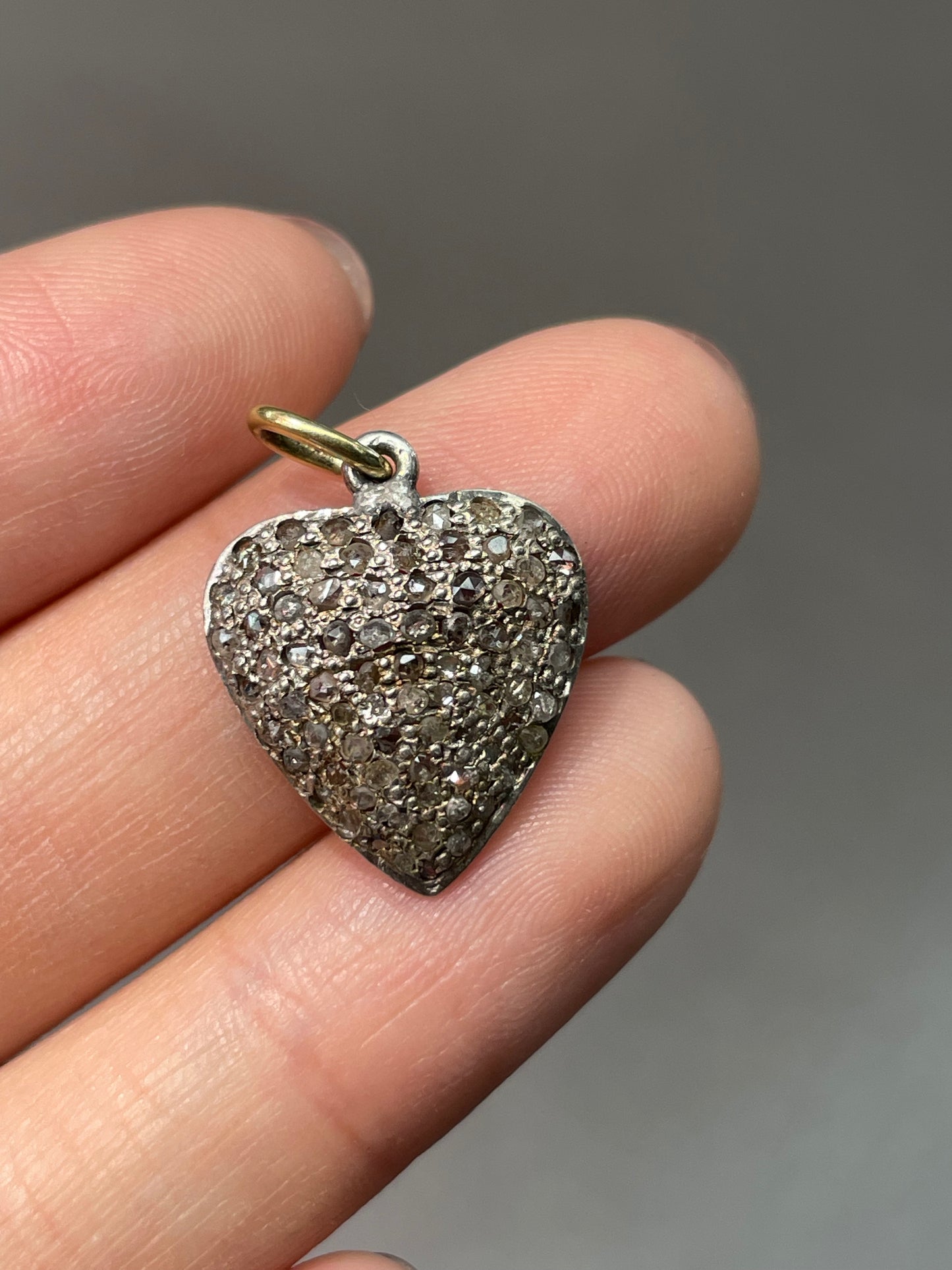 Vintage 18K Gold Silver Diamond Pave Cluster Pendant Charm