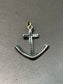 Vintage 18K Gold Silver Diamond Anchor Pendant Charm