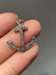 Vintage 18K Gold Silver Diamond Anchor Pendant Charm