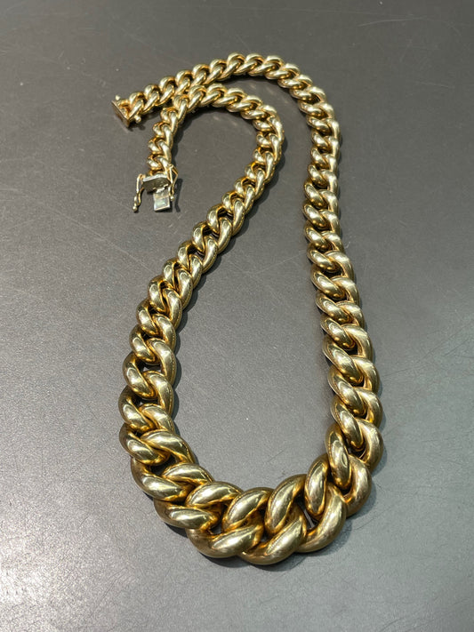 Vintage 14K Yellow Gold Graduated Curblink Chain Necklace