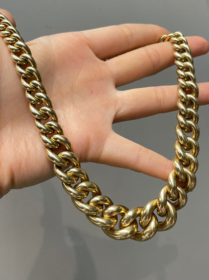 Vintage 14K Yellow Gold Graduated Curblink Chain Necklace
