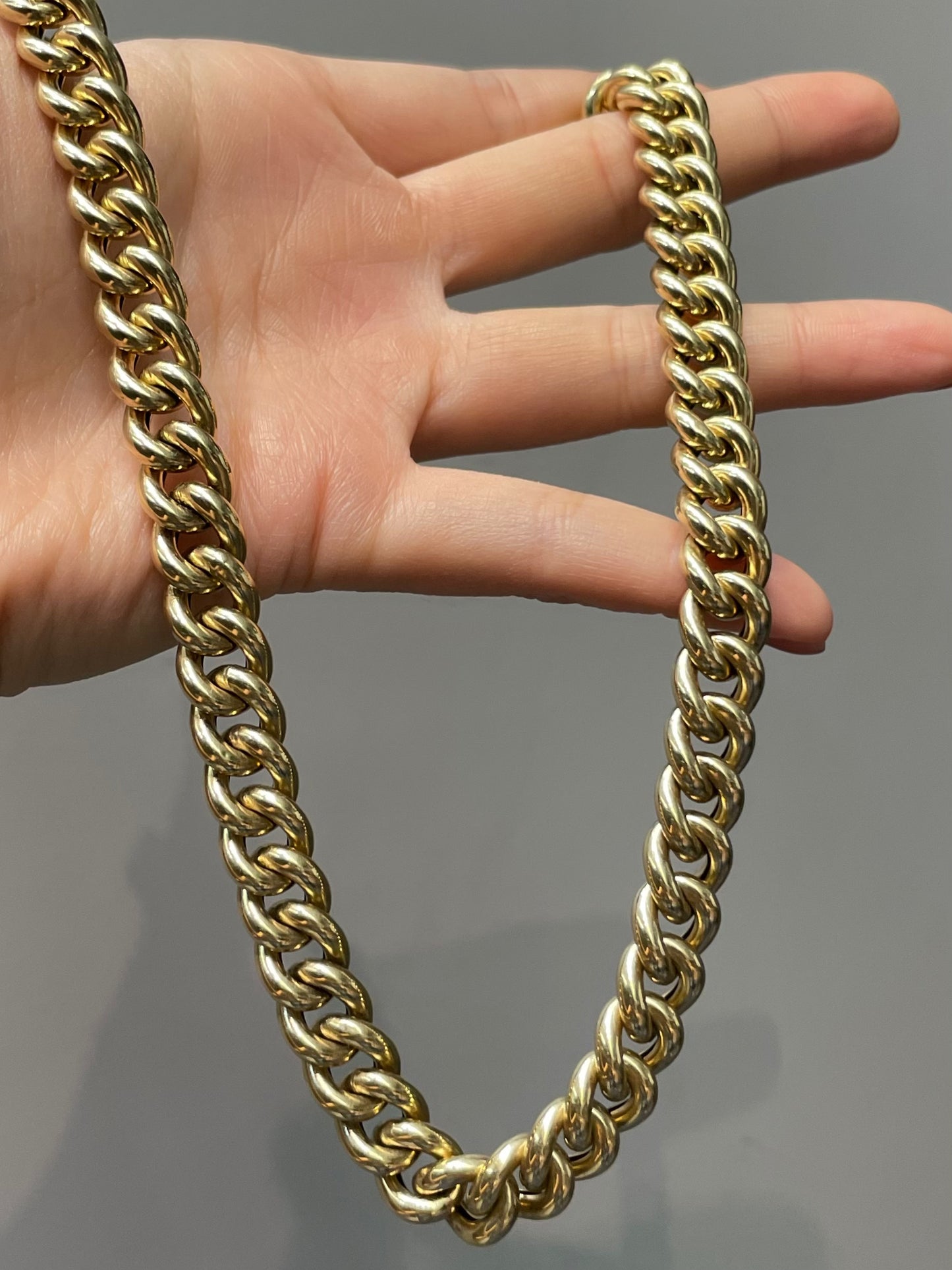 Vintage 14K Yellow Gold 10.5 mm Curb Link Chain Necklace 18.5 inch