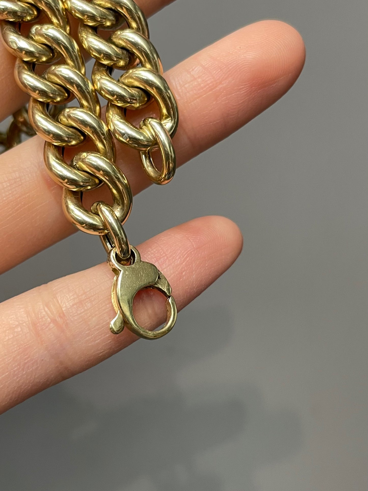 Vintage 14K Yellow Gold 10.5 mm Curb Link Chain Necklace 18.5 inch
