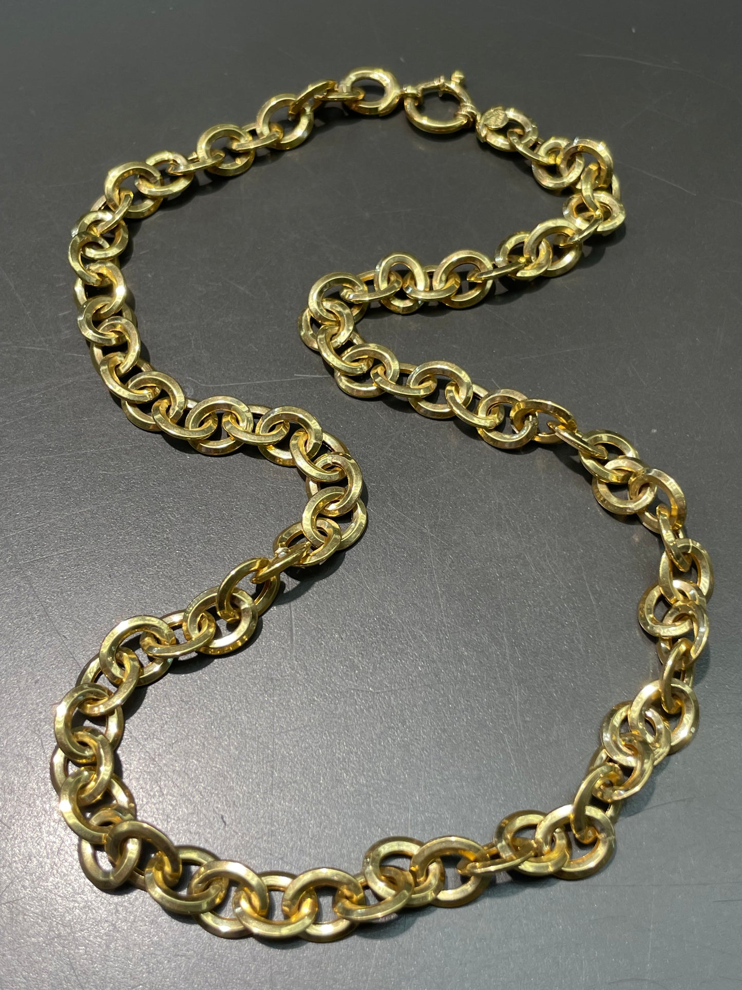 14K Gold Faceted Oval Link Chain Necklace 20.0 inch