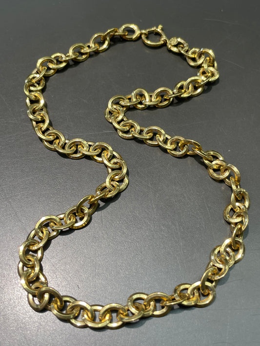 14K Gold Faceted Oval Link Chain Necklace 20.0 inch