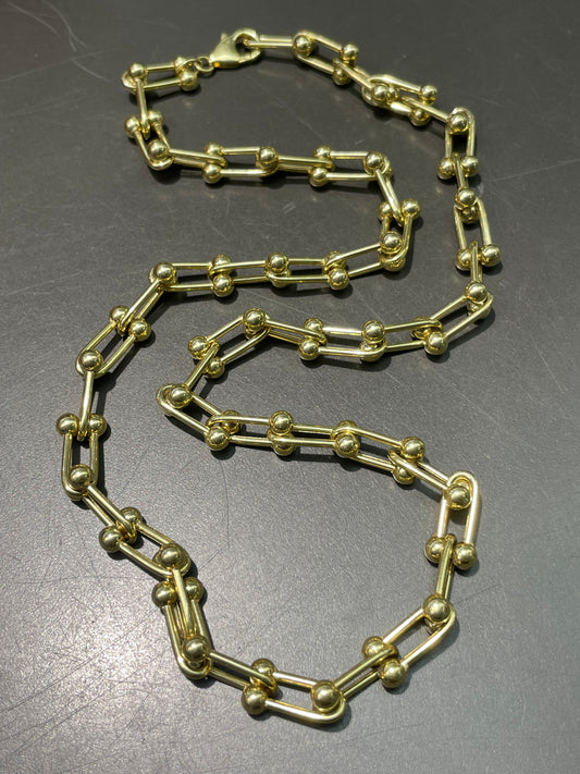 14K Yellow Gold Hardware Chain Link Necklace 20.0 inch