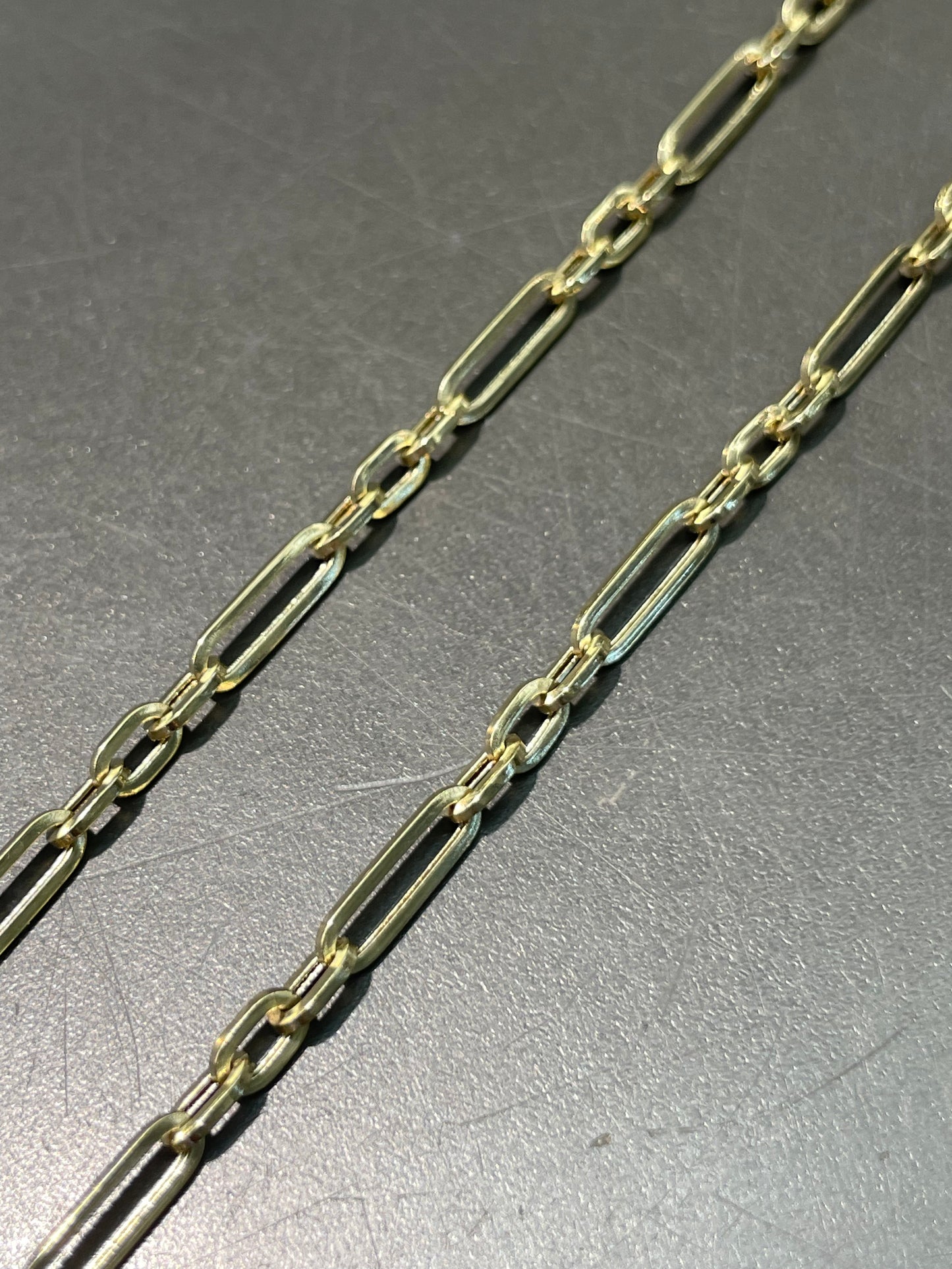 14K Yellow Gold Faceted Paper Clip Necklace 20.0 inch