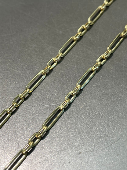 14K Yellow Gold Faceted Paper Clip Necklace 20.0 inch