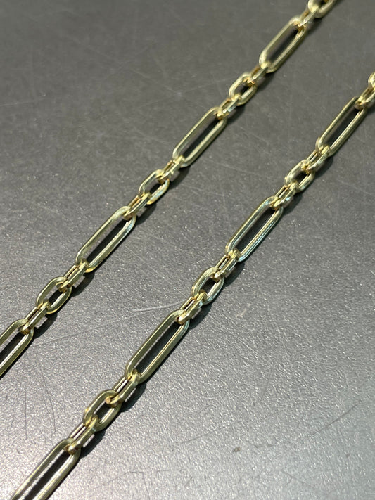 14K Yellow Gold Faceted Paper Clip Necklace 20.0 inch