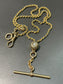 Antique 14K Yellow Gold 0.36 CTW Diamond Starburst Twisted Rope Albert Watch Chain Necklace