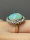 Antique 14K Yellow Gold 4.96 CTW Opal Diamond Halo Ring