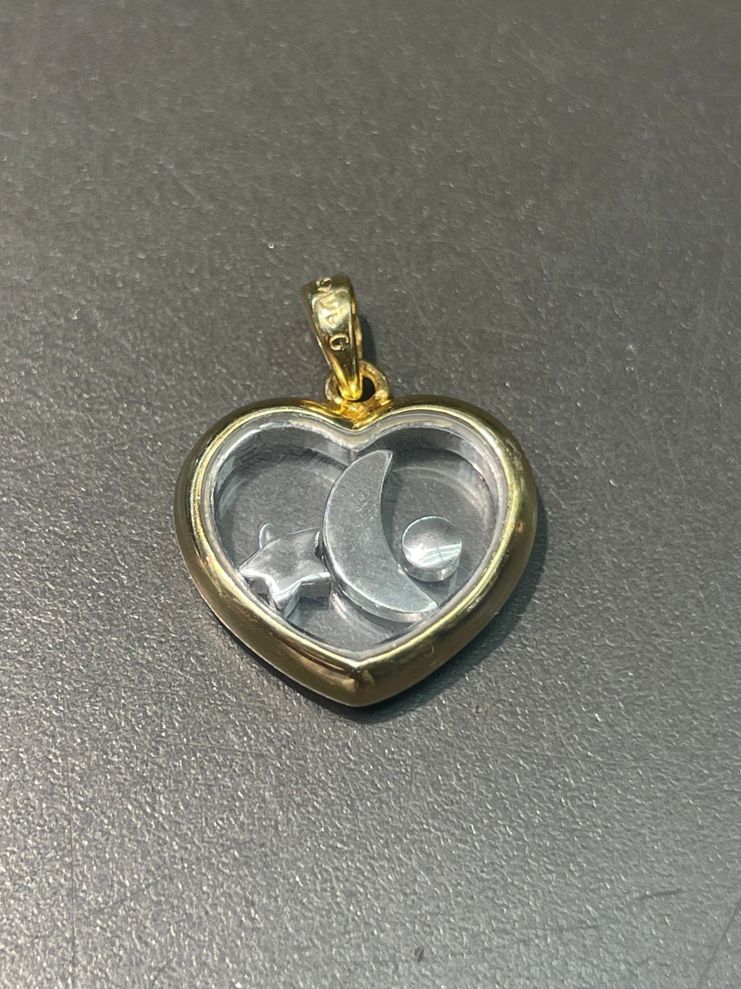 14K Yellow Gold Diamond Floating Heart Shaker Pendant