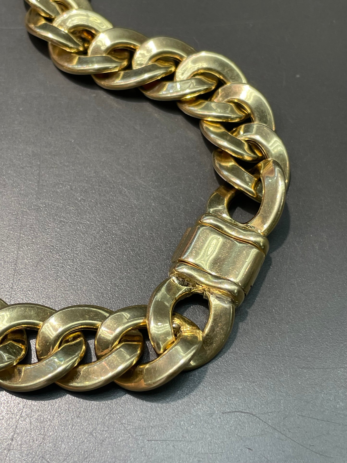 Vintage 14K Yellow Gold 3.6 CTW Diamond Pave Graduated Curb Link Chain Necklace 17.5 inch